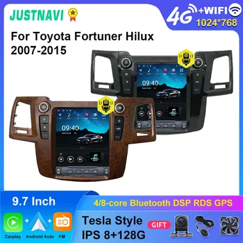 Автомагнитола JUSTNAVI 9,7-инчов стерео Tesla за Toyota Fortuner Hilux 2007-2015 Мултимедийна навигация Android Auto Video Player DSP