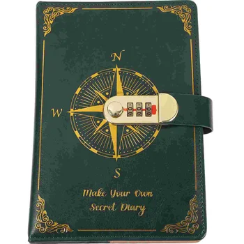 Ретро дневник, бележник с парола формат А5 (зелен), Красива хартия за пътуване
