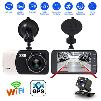 Автомобилен видеорекордер WiFi HD 1080P Dvr Камера за кола Видео Монитор за автоматично паркиране Черна кутия за нощно виждане GPS Автомобилни Аксесоари