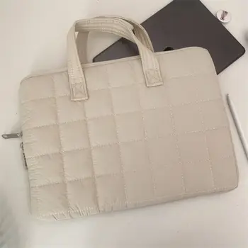 Преносима пухлая чанта за лаптоп, сладък карирани калъф за таблет 3 размера, меки цветни защитен калъф за лаптоп аксесоари за лаптоп