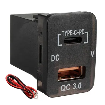Зарядно за кола Type-C + PD QC3.0 с Двоен USB-Адаптер, Изхода на арматурното табло, Волтметър за Prado