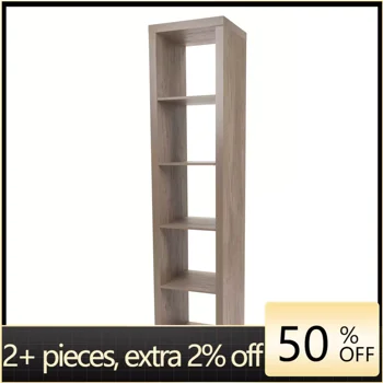 Вертикален рафт-органайзер на 5 кубчета, естествен Книжния шкаф, лавица за книги, шкаф за дневна, мебели за дома