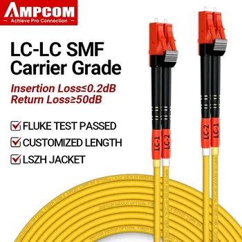 Оптичен Однорежимный Duplex кабел SMF 9/125 хм, Нечувствително към Однорежимному Извивката на оптичен кабел 3,0 мм AMPCOM LC-LC UPC