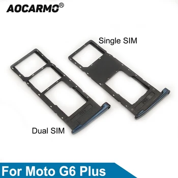 Aocarmo За Motorola Moto G6 Plus Титуляр за Двама и Една Сим-карти microSD, Слот за Тавата за Nano Sim карта, Дубликат Част