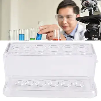 Обзавеждане За научен експеримент 6 Дупки Прозрачен Пластмасов държач за пробирок Стойка за пробирок Поставка за бюретки