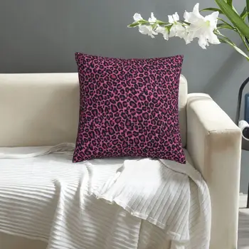 Калъфка за възглавница с леопардовым принтом фънки, розова, с черни петна, калъфка пролетния цвят, калъф с цип за възглавници от полиестер