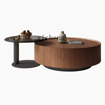 ЗК Италианска комбинация кръгли масички минималистичен размер за малък апартамент, лесен хол, домашно масло от чаено маса