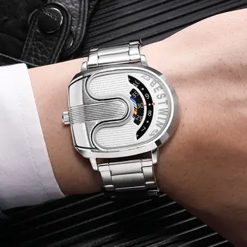 Най-Добрите мъжки Спортни часовници U-Образна форма С Голям Циферблат От неръждаема Стомана, Водоустойчив Мъжки Часовник Цвят: Златист, Сребрист, Кварцов Часовник 2023