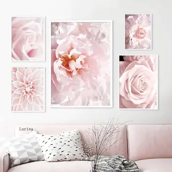 Малки Пресни Красиви Розови цветя, Арт плакат, Комбинация от девчачьего стил, Живопис върху платно, Разтегателен, на Фона, на Стената, Интериор за спални, Подарък