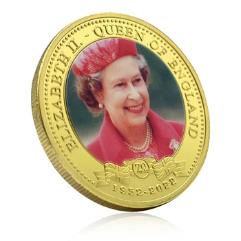 Златна монета на кралицата на Великобритания Елизабет II 1952-2022 години, мемориал медал на 70-та годишнина, колекционерски сувенири
