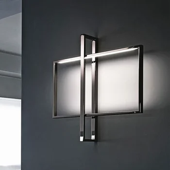 Геометричен монтиран на стената лампа в правоъгълна квадратна рамка, дизайнерски декоративна лампа за дома по поръчка