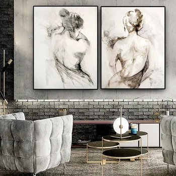 Абстрактни плакати с гол гръб секси жени, щампи върху платно стил голи, портретна декоративна живопис, стенни картини за вашия интериор дневна