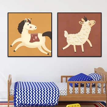 Модерни плакати с животни, картини върху платно с котки, печатни стенописи, декоративни картини с герои от анимационни детски спални 60х60 см