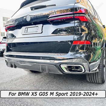 MP Style За BMW X5 G05 M Sport 2019-2024 + Дифузер на Задната Броня, Спойлер, Сплитер За Устни, Бодикит, Тунинг, Лъскаво Черен/от въглеродни влакна ABS