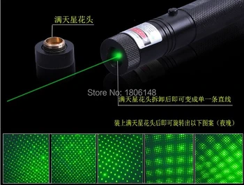 Мощен лазерен мерник зелен цвят 500000 м 532 nm, лазерна показалка с регулируема фокусиране, лазерна глава с изгаряне спукан