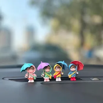 4 бр./компл., сладък мини чадър, дъждобран за момичета, Автомобилна декорация, за украса на арматурното табло, почистване на прозореца на колата, Автомобилни аксесоари за интериора 6x4Cm