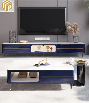 Телевизионен шкаф с Модерни мебели за хола Нова мода малка семейна лека луксозна домакински мебели rock tea table TV cabinet combinatio