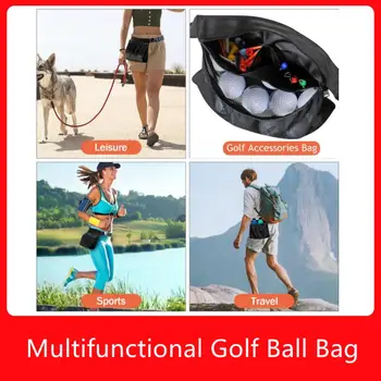 Чанта за тенис топките за голф, мултифункционален джоб с цип голям капацитет, чанта за съхранение на професионални спортни съоръжения, трайно