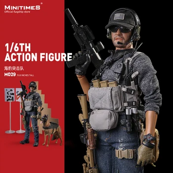 Мащабна Модел M029 1:6 US NAVY Seal Team Special Force Soldier С Фигура на Кучето на Пълен Комплект За 12-Инчов Мъжки Кукли Играчки Подаръци