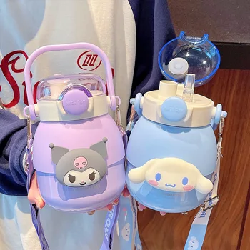 Sanrio Бутилка за вода Hello Kitty Kawaii Cartoon Cinnamoroll My Melody Детски термос с термостаканом от неръждаема стомана
