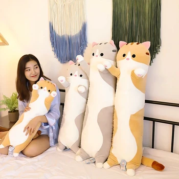 Гигантски 50-сантиметрови възглавници с аниме-котки, творчески Дълги Меки играчки, Офис възглавница за сън по време на обедната почивка, мека подарък кукла за деца