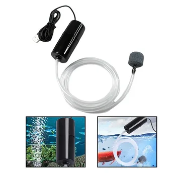 Безшумен Оксигенатор Малко Кислород помпа Преносим Мини USB кабел за зареждане с Кислород помпа за аквариум за отглеждане на риба Аквариум аксесоари