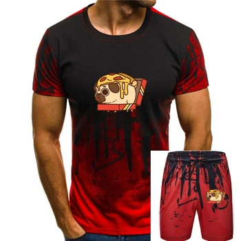 Мъжка тениска с принтом, Памучен тениска С Кръгло деколте И къс ръкав, Нов Стил, Дамска тениска Pizza Puglie Pug
