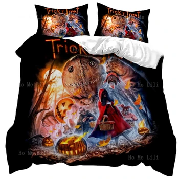 Страшни чудовища-фокуси за Хелоуин, Зли Джак-Фенери, Пуховое одеяло, Комплект спално бельо от три елемента