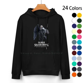 Sephiroth-Super Smash Bros. Крайният Пуловер с качулка от чист памук, 24 цвят Sephiroth Smash Bros Smash Bros Sephiroth 100% Памук