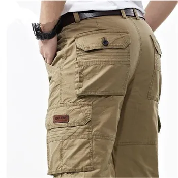 Мъжки гащеризон, dr. панталони-карго във военната стил, пролетни памучни широки дънкови мъжки ежедневни дълги панталони с много джобове, плюс размер 42