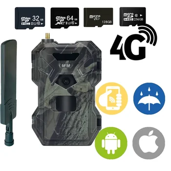 4G Hunting Trail Camera 30MP 2K APP Control Играта-Капан за Нощно Виждане 120-Градусная Безжична Камера на мобилен оператор Дивата Природа с 256 GB TF Карта