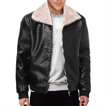 Топла кожа яке с вградена подплата, ново мъжко палто от изкуствена кожа, зимата ветрозащитное топло палто с ревери, модерно ежедневното палто