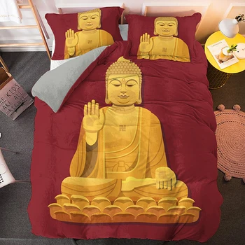 Директна доставка Статуи на Буда, Единична Двойна пухени King Queen Size, луксозен комплект спално бельо с калъфка, 2/3 бр.