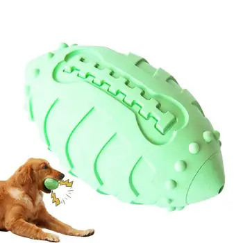 Гумени топки за кучета Гумени писклив играчки за кучета за ръгби Лесни за почистване и Трайни Интерактивни дъвчене футболна топка за игра на открито