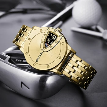 2023 Тенденция луксозна марка BESTWIN Стръмни мъжки ръчен часовник технология от неръждаема стомана Модерни кварцови часовници за мъже Relogio Masculino