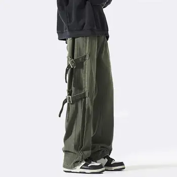 Панталони в стил хип-хоп, мъжки панталони-карго, Стилни мъжки панталони-карго средна кацане със страничен обтегач, права за дълго носене