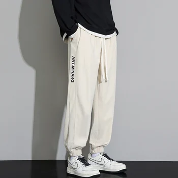 Марка TFETTERS, вельветовые есенно-зимни мъжки спортни панталони 2024, S-3XL, свободни ежедневни панталони с прав штанинами, мъжки Корея градинска облекло