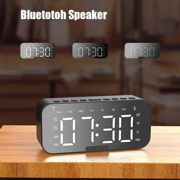 Безжична слушалка Bluetooth с Функция за Притежателя на Телефона Огледало LED Аларма Безжична слушалка Bluetooth FM за Спални