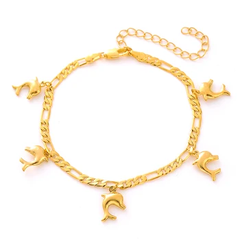 Bangrui златен цвят 21 см, с 5-сантиметровой веригата Гривна с делфина Дамски бижута за момичета