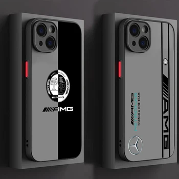 Спортен Калъф За Телефон С Логото на A-AMG За iPhone 15 14 13 12 11 Pro Max mini XS Max XR X 8 7 6 Plus С Матирано Прозрачна Покритие