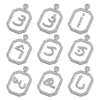 ZHUKOU Сребърен цвят окачване с арабски азбука Кубичен Цирконий Окачване с арабски букви за производство на бижута на едро VD1342