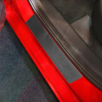 4шт Стикер на прага на автомобила с текстура от въглеродни влакна, лепенки за праг на автомобила, Аксесоари за Audi, BMW X5 Citroen Acura Alfa Romeo