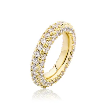Нова мода, Луксозни пръстени с кубическим цирконием 5 мм в една редица, три-цветни орнаменти в стил хип-хоп с покритие Micro CZ, подарък за жени и мъже