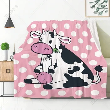 Каре от млечна крава, Розово плюшевое одеяло за подаръци за малки момичета и момчета, Мек лесен уютен фланелевый руно за сън на пътя
