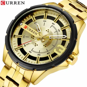 Златни мъжки часовник луксозна марка CURREN 8333, бизнес мъжки часовници, модни кварцов ръчен часовник от неръждаема стомана, водоустойчив