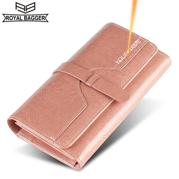Дълъг портфейл Royal Багер RFID за жени, клатч от естествена телешка кожа, модерен ежедневни дамски чанта 2267