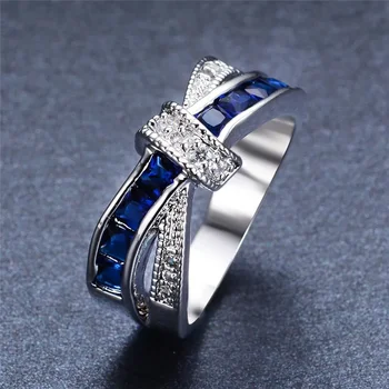 Очарователни пръстени от сребро 925 проба за жени е Цветен циркон Размера на отваряне Елегантен модерен чифт Подаръци за сватба Бижута